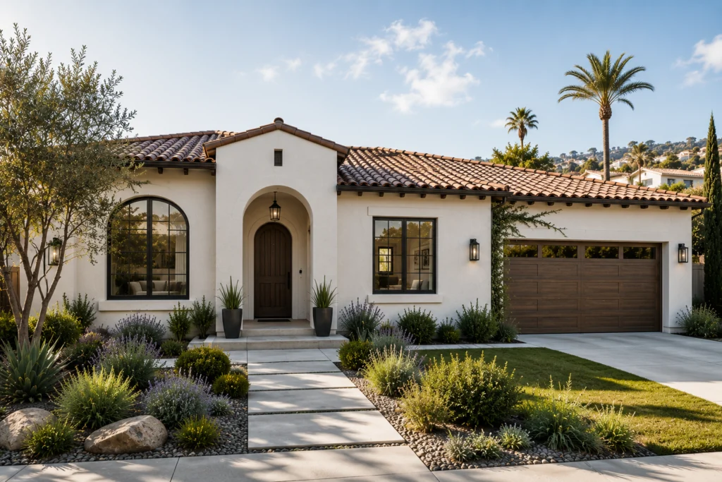 Beautifully maintained stucco home in Southern California showcasing traditional architectural details and highlighting the need
